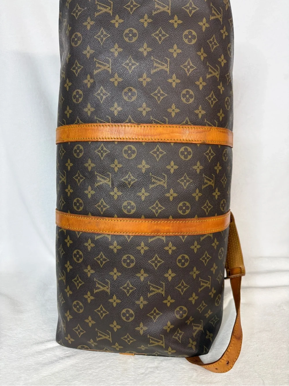 Louis Vuitton Monogram Canvas Bando Keepall 55 with Tan Trim